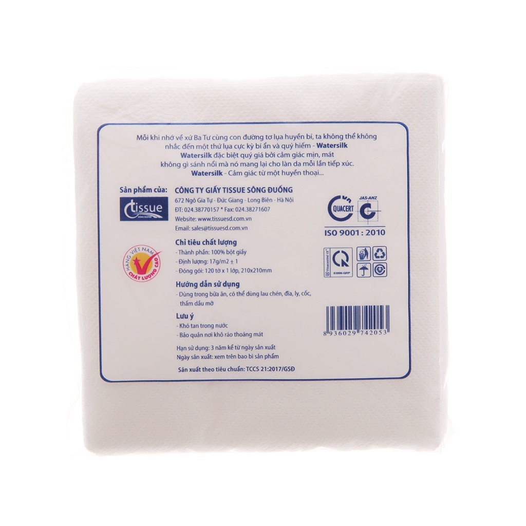 Khăn ăn Watersilk lốc 4 gói x 100 tờ