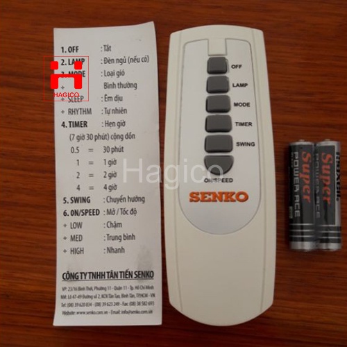 Remote quạt điều khiển Senko TR1628 DR1608 TR1683 TR828 TR1428