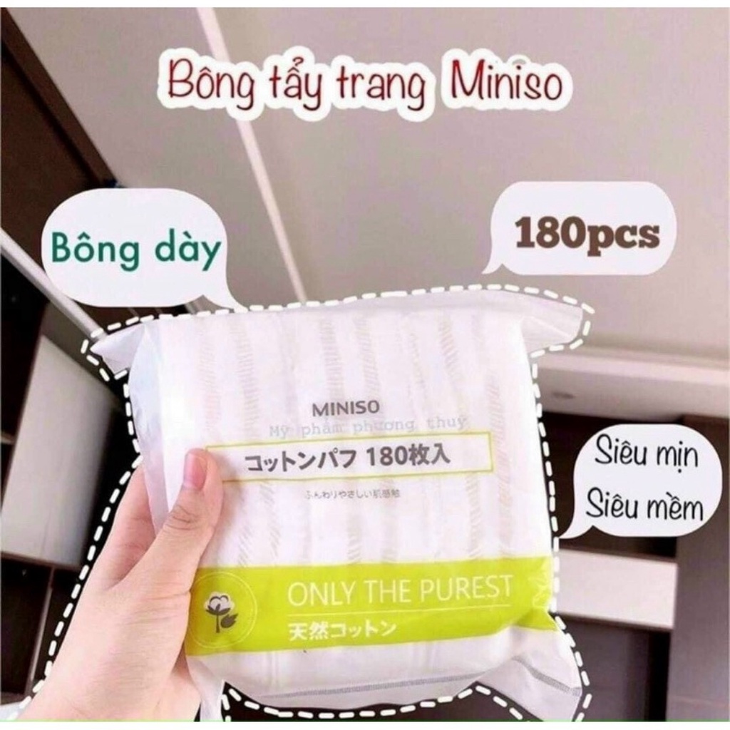 [ HÀNG AUTH ] BÔNG TẨY TRANG MINISO NHẬT BẢN GÓI 180 MIẾNG