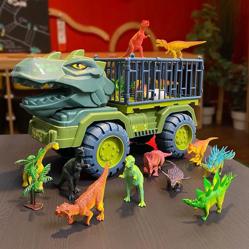 Xe chở khủng long Dino X, Đồ chơi xe ô tô khủng long chở thú chuyên dụng cỡ lớn trẻ em [Tặng bộ khủng long]