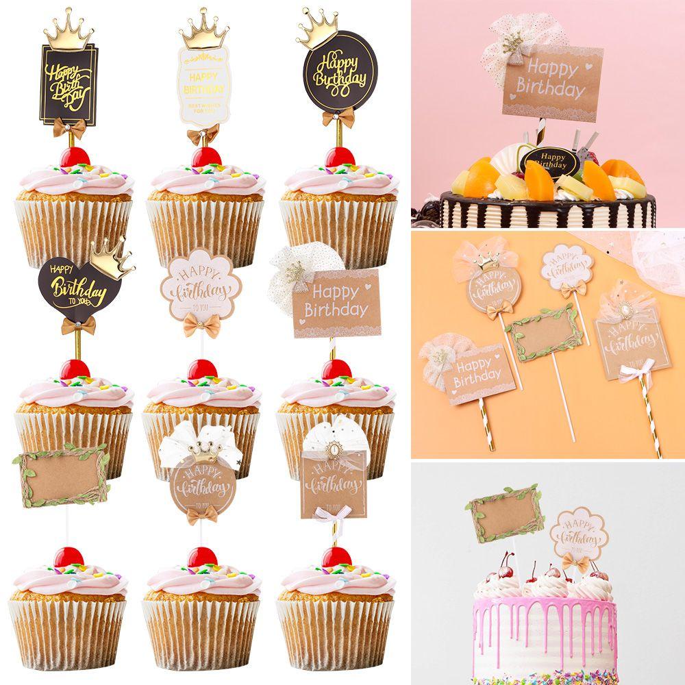 PINEVN Que Cắm Trang Trí Bánh Kem Hình Vương Miện Sang Trọng Lãng Mạn