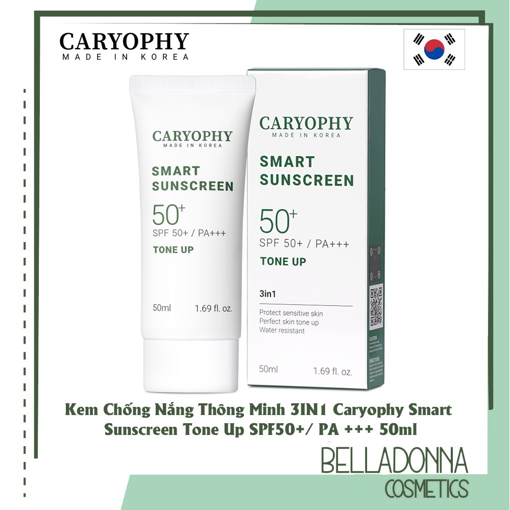 [CHÍNH HÃNG] Kem Chống Nắng Đa Năng 3IN1 Caryophy  Smart Sunscreen Tone Up SPF50+/ PA +++ 50ml