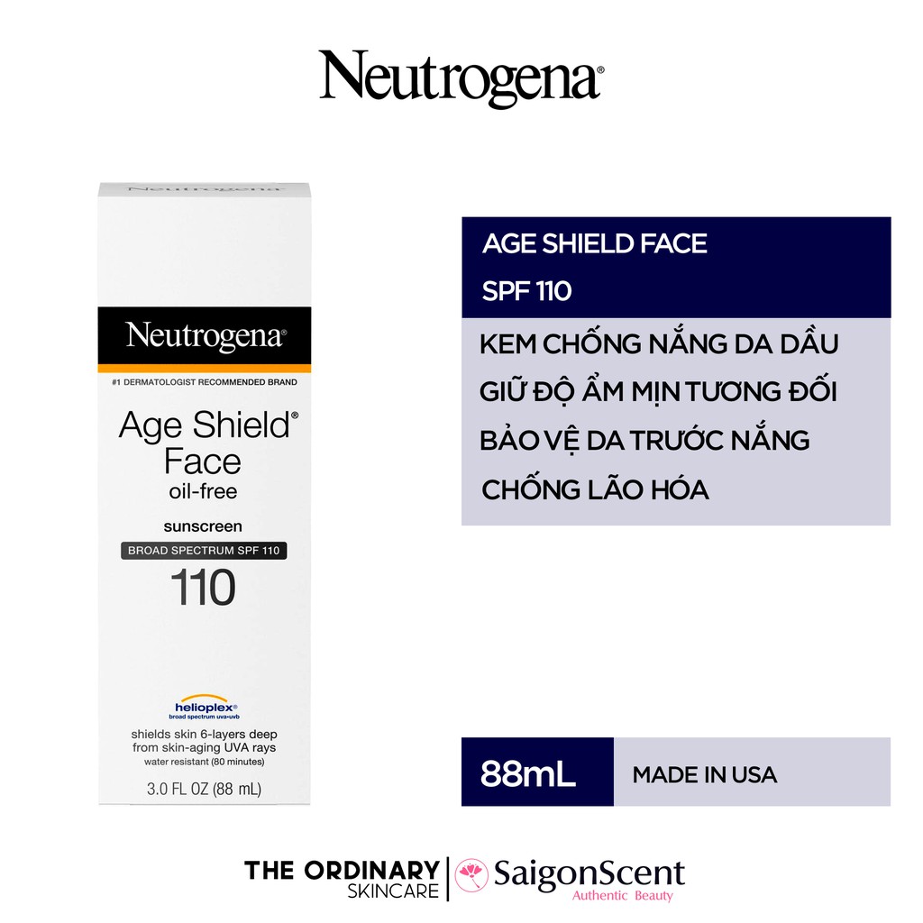 Kem chống nắng Neutrogena Age Shield Face Oil-Free Lotion SPF 110 ( 88mL )