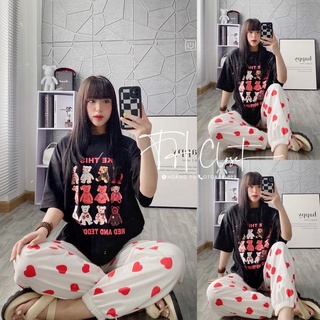Set bộ gấu trắng / đen quần bo chun