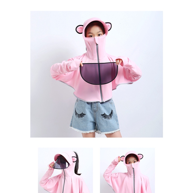 Áo Khoác Chống Nắng Tia UV Siêu Mỏng Thoáng Khí Có Mũ Trùm Dành Cho Nữ 110-150cm