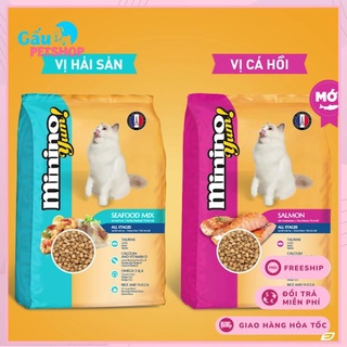 Thức ăn hạt cho mèo mọi lứa tuổi vị hải sản/ cá hồi Minino Yum 350g