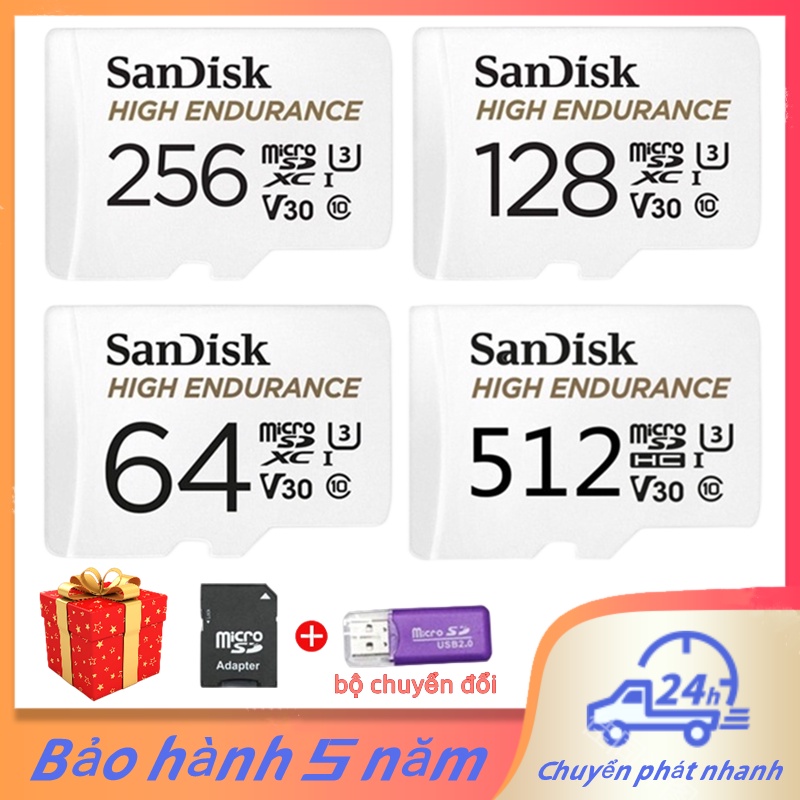 Thẻ Nhớ Sandisk Micro SD Class10 512GB 256GB 128GB 64GB 32GB Cho Điện Thoại / Camera CCTV