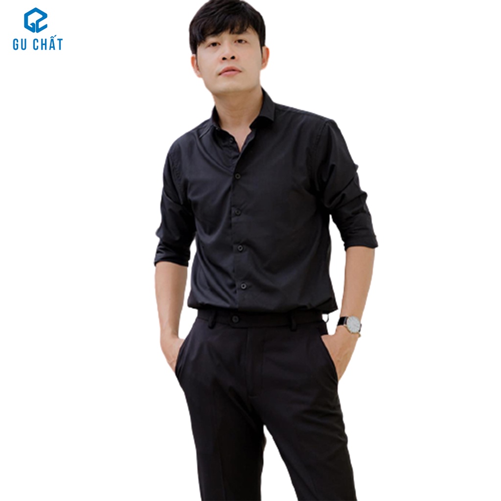 Áo Sơ Mi Lụa Nam Tay Dài Cổ Bẻ GU CHẤT, Chất Lụa Cao Cấp, Form Chuẩn GUL02