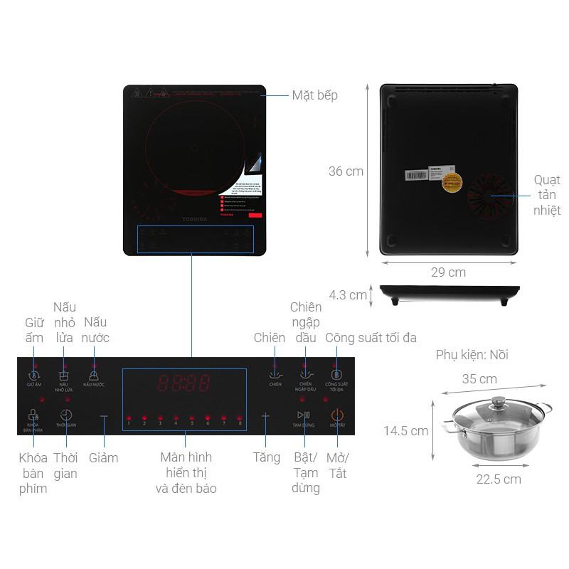 Bếp điện từ Toshiba IC-20S2PV - Kèm nồi inox theo sản phẩm -Hàng Chính Hãng