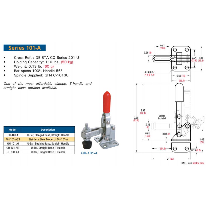 Kẹp định vị đứng GH 101A, giá rẻ, chất lượng đảm bảo, sẵn kho số lượng lớn