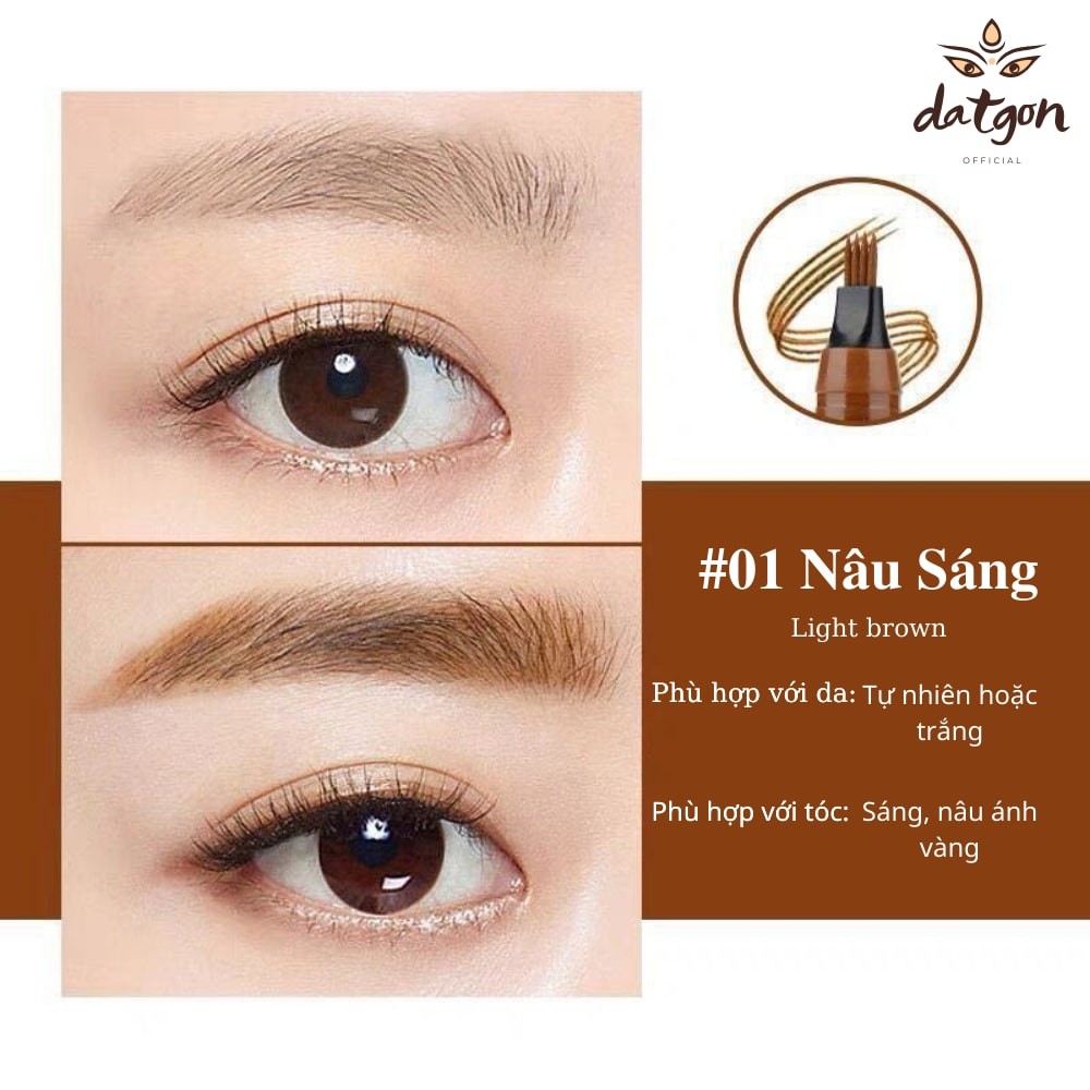 Chì Kẻ Lông Mày 4D Dạng Phẩy Sợi Có 4 Ngạnh Không Thấm Nước, Bút Kẻ Mày Nội Địa Lên Màu Siêu Hợp Da Cực Xinh