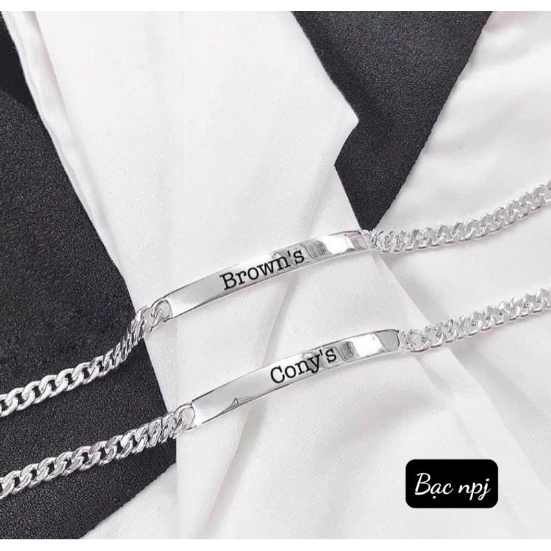 Lắc tay đơn khắc bảng tên BNP bạc ta , dày dặn cho bé