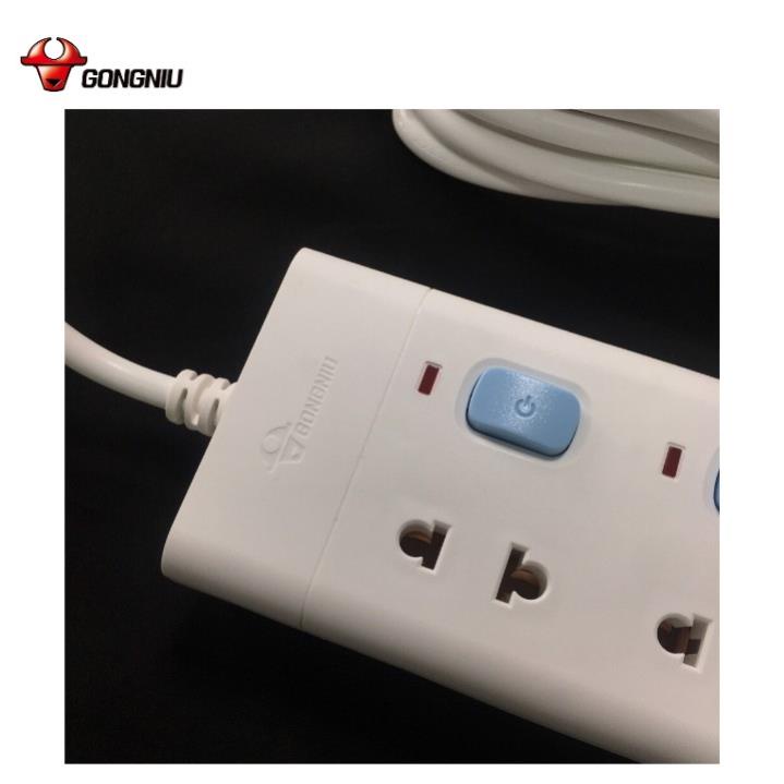 Ổ Cắm Điện Gongniu 4 Ổ 4 Công tắc 2500W/10A  Dây Dài 3/5M - Chính Hãng