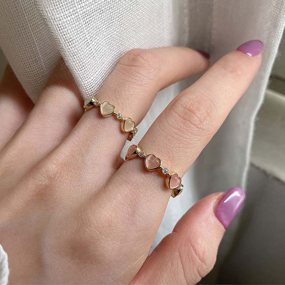 Nhẫn Hở Hình Trái Tim Đính Đá Zircon Thời Trang Hàn Quốc Cho Nữ