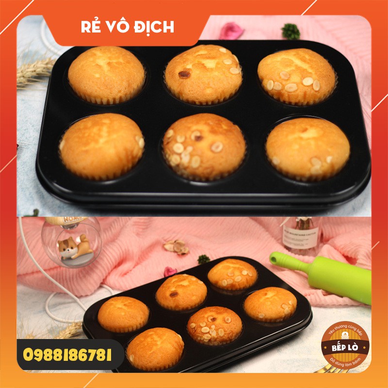 Khuôn cupcake chống dính nướng bánh 6 chén CHẤT LƯỢNG CAO - HÀNG MỚI VỀ