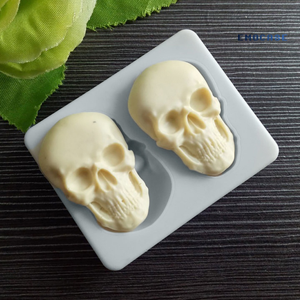 Khuôn Silicone Làm Bánh Tạo Hình Đầu Lâu 2 Ngăn Độc Đáo Tiện Dụng