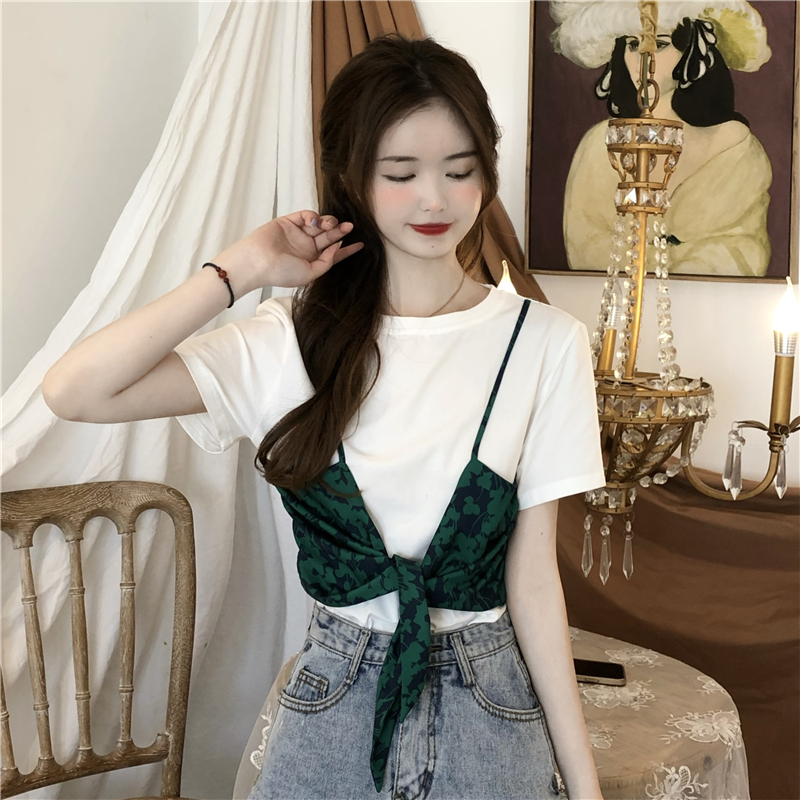 SUXI Áo Thun Nữ Tay Ngắn Cổ Tròn Độc Đáo Thời Trang Mùa Hè