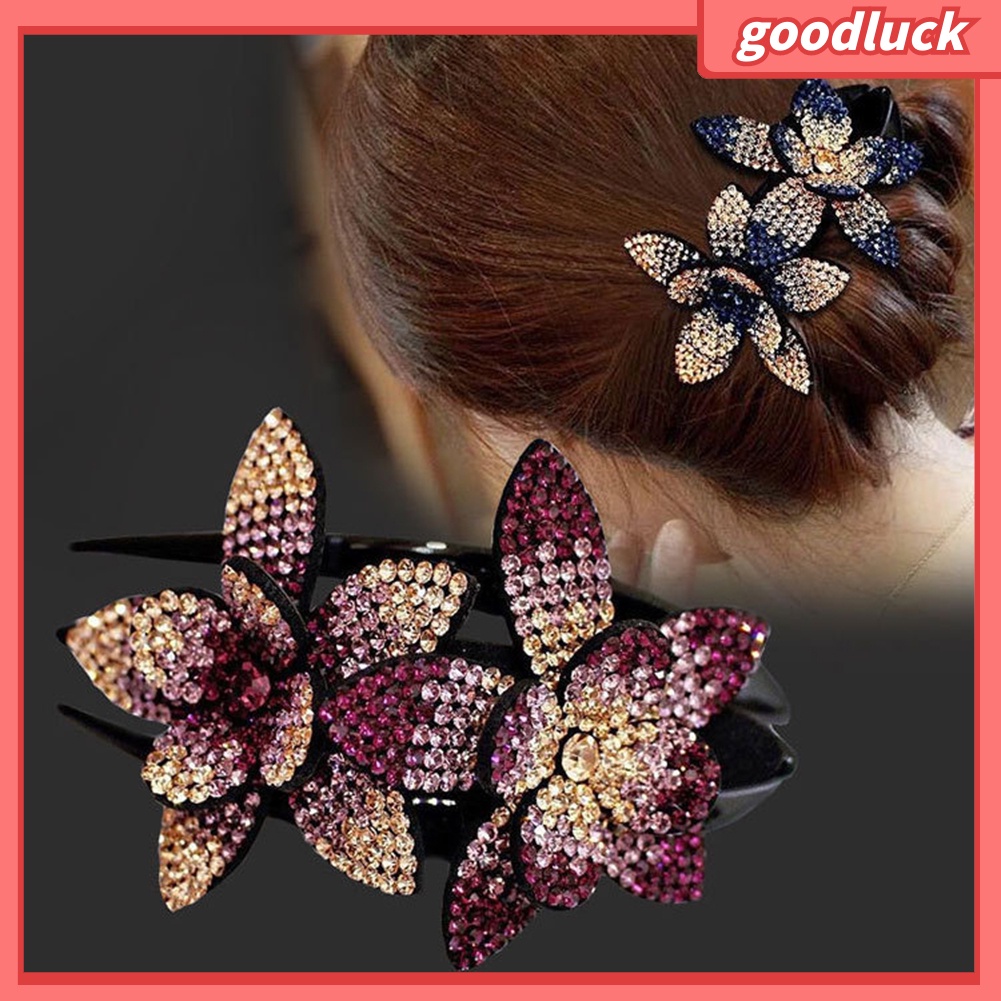 Kẹp tóc hình hoa đính kim cương giả thời trang sang trọng cho nữ