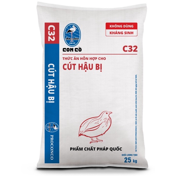 1kg Cám Con Cò C32 thức ăn hỗn hợp cho cút hậu bị [thức ăn gà]