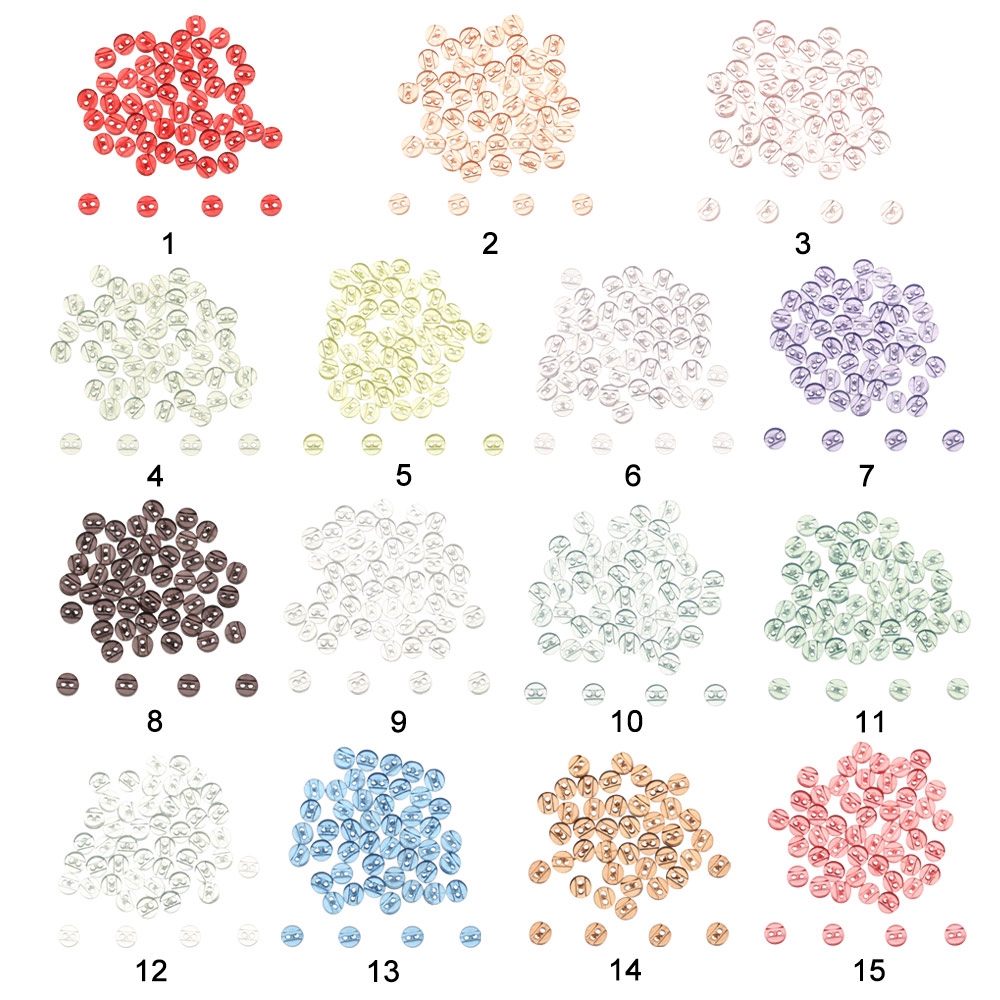 Set 50 Cúc Áo Trong Suốt 5mm Nhiều Màu Cho Búp Bê
