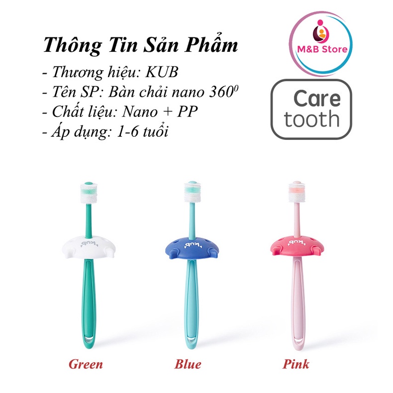 Bàn Chải Đánh Răng Trẻ Em Nano Kháng Khuẩn, Siêu Mềm, Xoay 360° - KUB