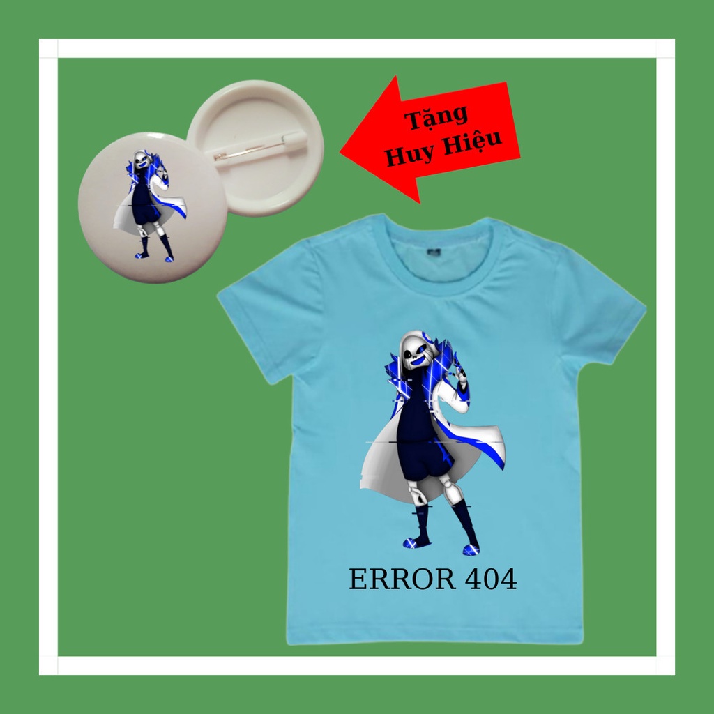 Áo thun ngắn tay cho bé trai in hình Error 404 Sans, thun coton đủ màu