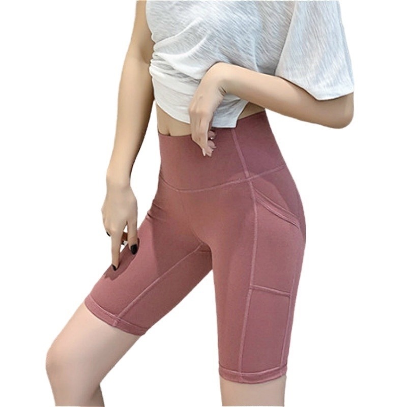 Quần đùi legging dáng lửng lưng cao co giãn nhanh khô nâng mông hỗ trợ tập gym cho nữ FENNIN (S-XXXL)