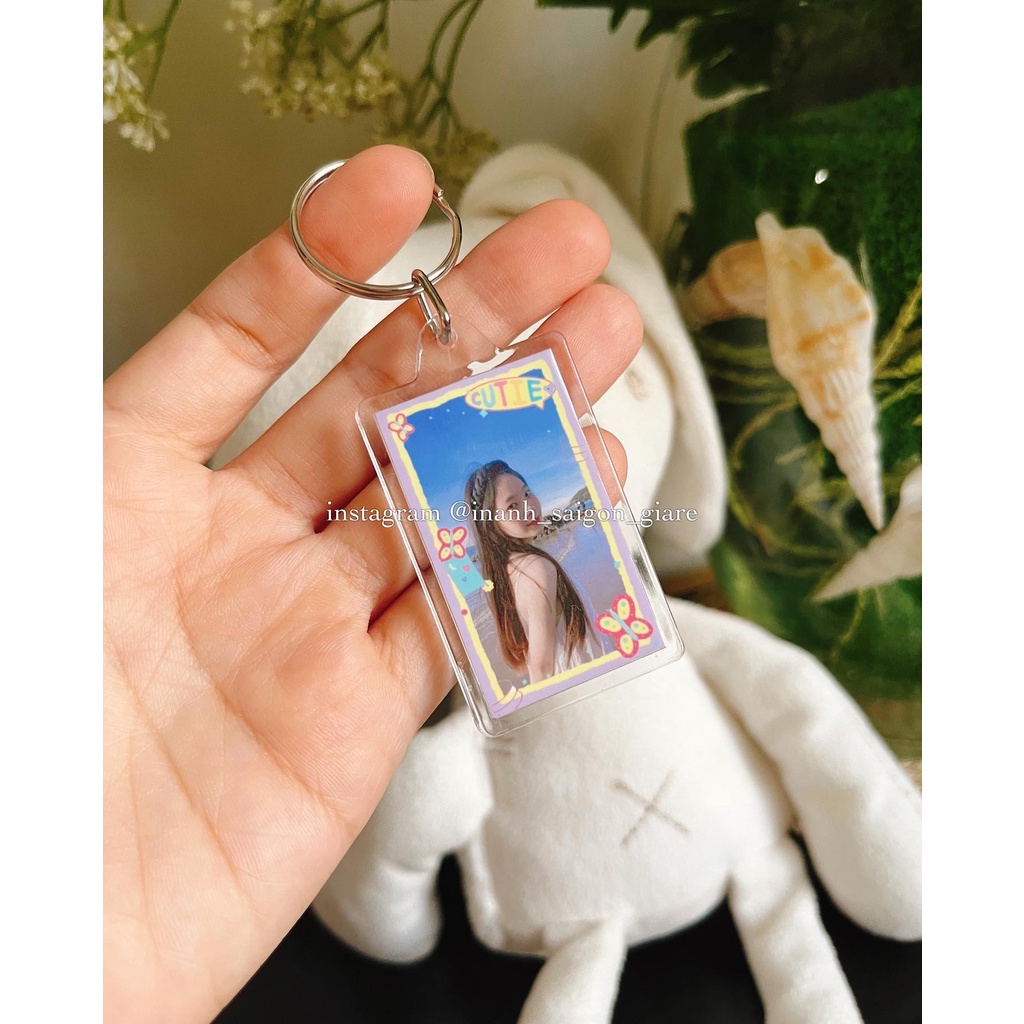 Móc khóa chữ nhật in ảnh 2 mặt ❤️ họa tiết ❤️ dễ thương, móc khóa mica  KÈM IN ẢNH THEO YÊU CẦU