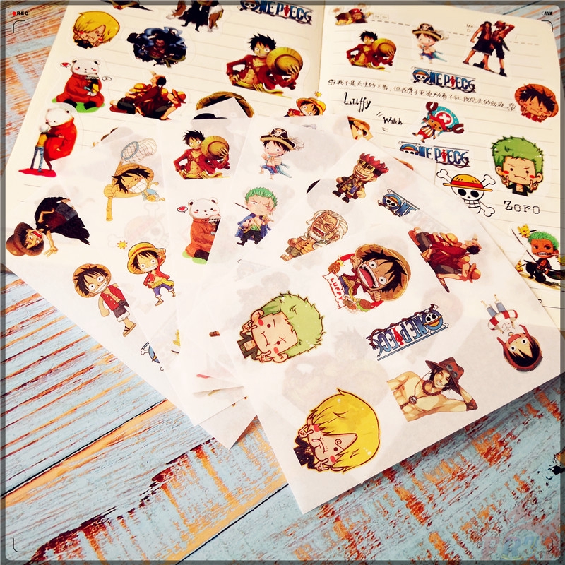 Set 6 tờ hình dán One Piece trang trí tường / sổ tay DIY