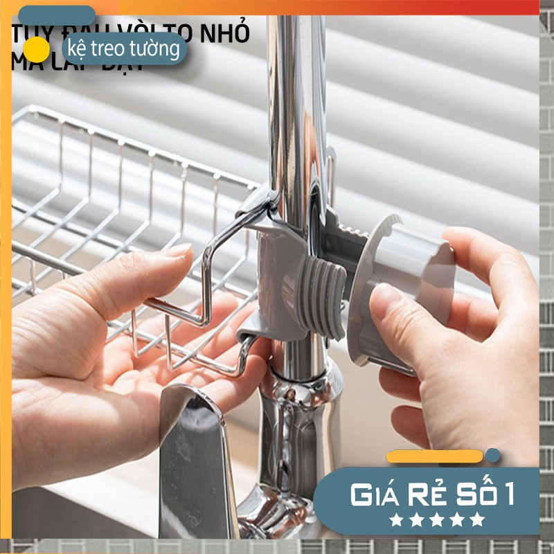 Giá treo inox thiết kế gắn vòi nước để đồ tiện lợi