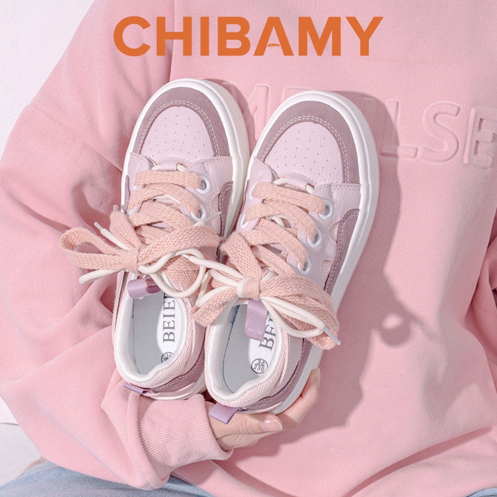 Giày thể thao nữ đế bằng WARRIOR, Giày Sneaker nữ CHIBAMY đế bánh mì dáng basic cao 3 phân