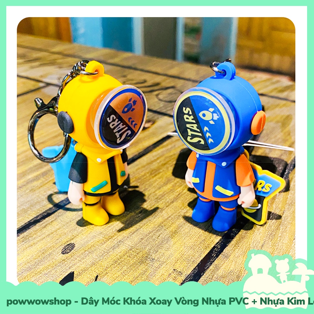 [Sẵn VN - Hỏa Tốc] Dây Móc Khóa Xoay Vòng Nhựa PVC + Kim Loại + Simili Mẫu Swimming Boy Stars