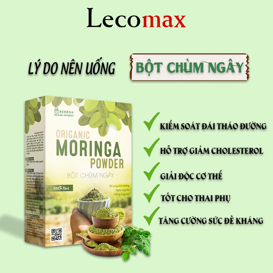 Bột chùm ngây behena cho bé ăn dặm nguyên chất sấy lạnh Lecomax LMB09