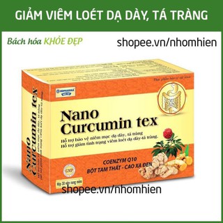 Viên tinh nghệ Nano Curcumin Gold Tex Tam Thất Xạ Đen giảm viêm loét dạ dày, tá tràng, ung bướu - Hộp 30 viên