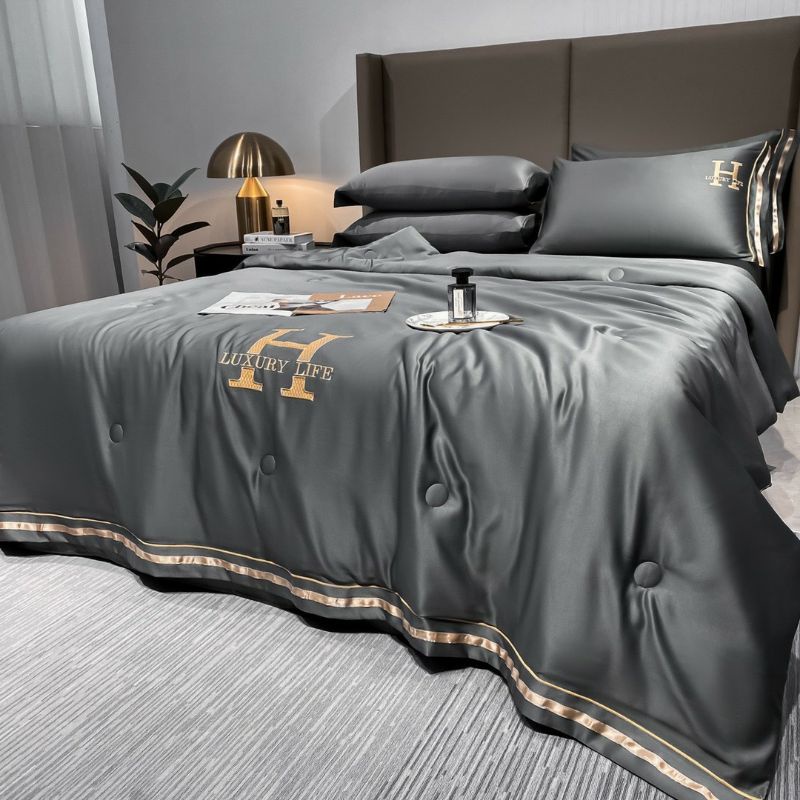 Bộ chăn ga gối nhập khẩu chăn trần hè Hasuko.phi lụa chữ H đủ màu đủ kích thước