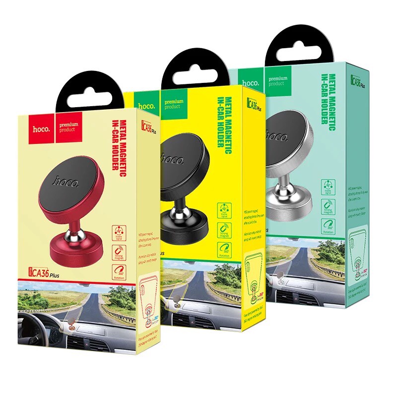 Giá Đỡ Điện Thoại Nam Châm Trên Ô Tô Hoco CA36 Plus Xoay 360 Độ Hút Cực Mạnh Gắn Táp Lô Xe Hơi Chính Hãng