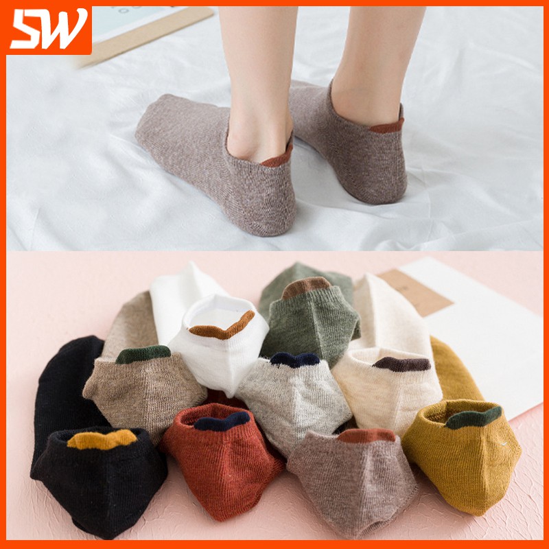 Tất Nữ Tất Nữ Tai Thuyền Tất Nữ Váy Nữ Chống Ma Sát Màu Trơn Tất Cotton