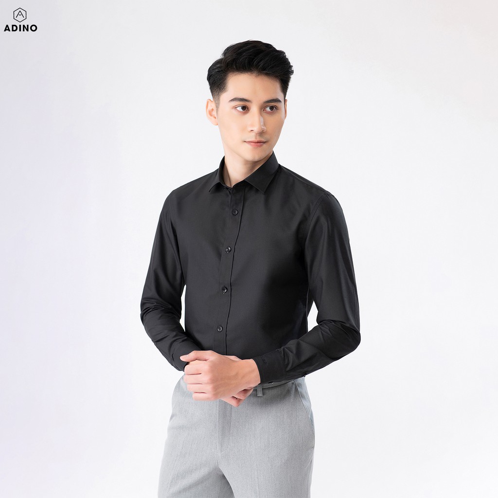 Áo sơ mi nam dài tay ADINO 6 màu vải sợi sồi modal dáng slimfit trẻ trung S300-S306 | BigBuy360 - bigbuy360.vn