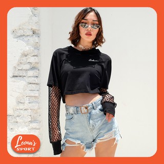 Áo Croptop Tay Dài Thể Thao Nữ Phối Tay Lưới