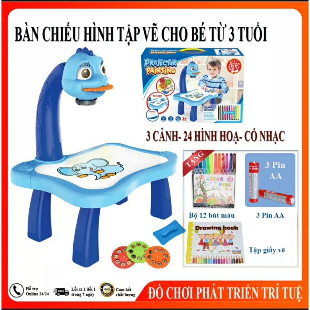 [FREESHIP] Bộ bàn chiếu tập vẽ có đèn cao cấp tặng cọ tô màu kiêm bàn học đa năng cho bé.