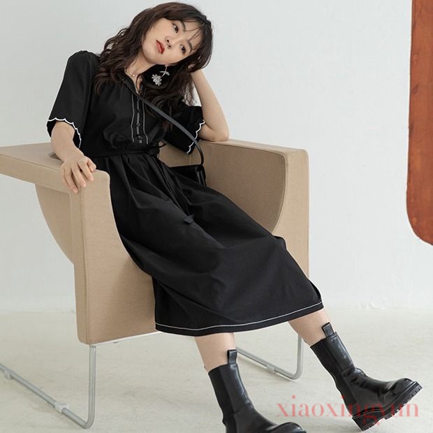 Đầm Dài Thêu Tay Ngắn Xinh Xắn Phong Cách Cổ Điển Cho Nữ