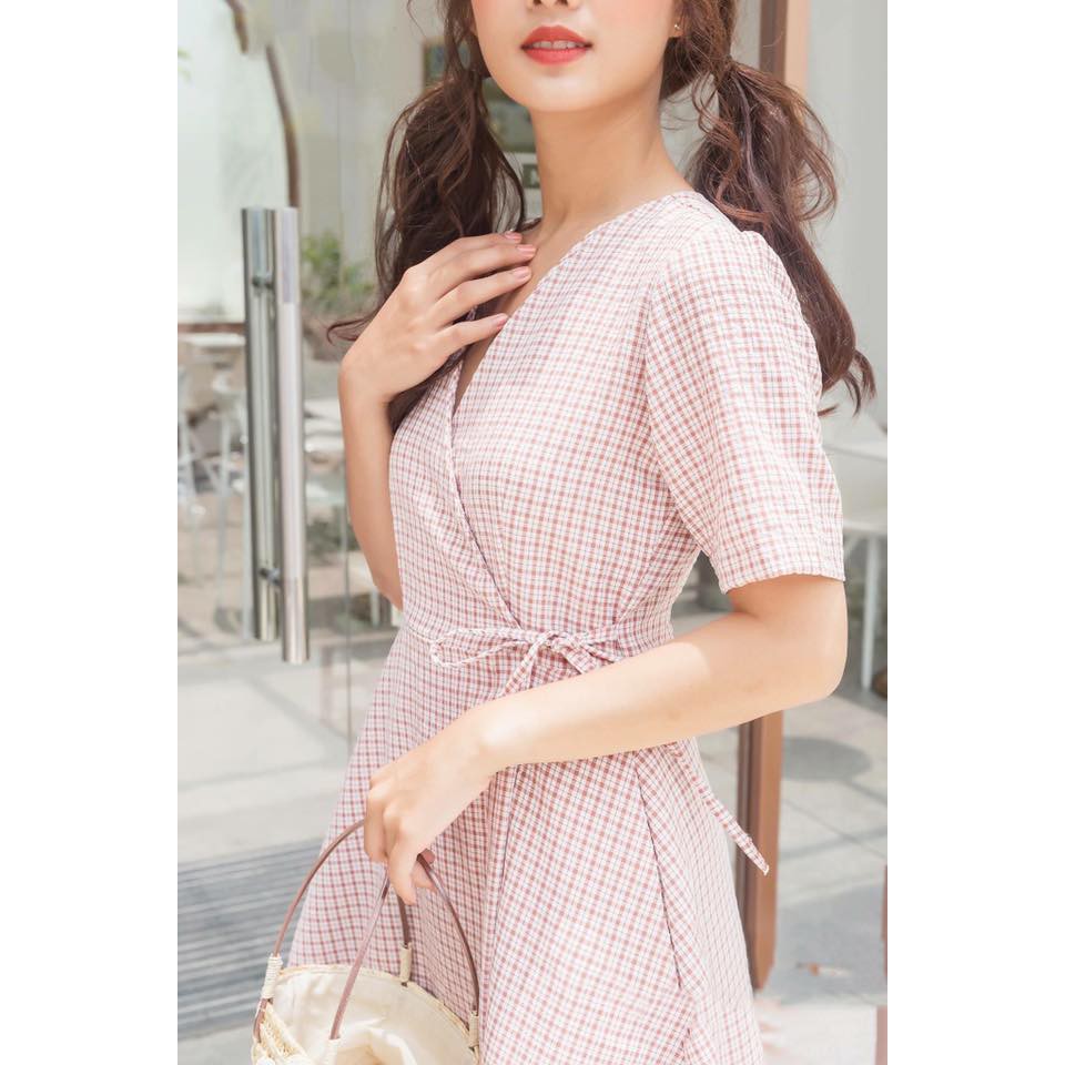 ĐẦM SUÔNG NỮ VẠT CHÉO CARO | BigBuy360 - bigbuy360.vn