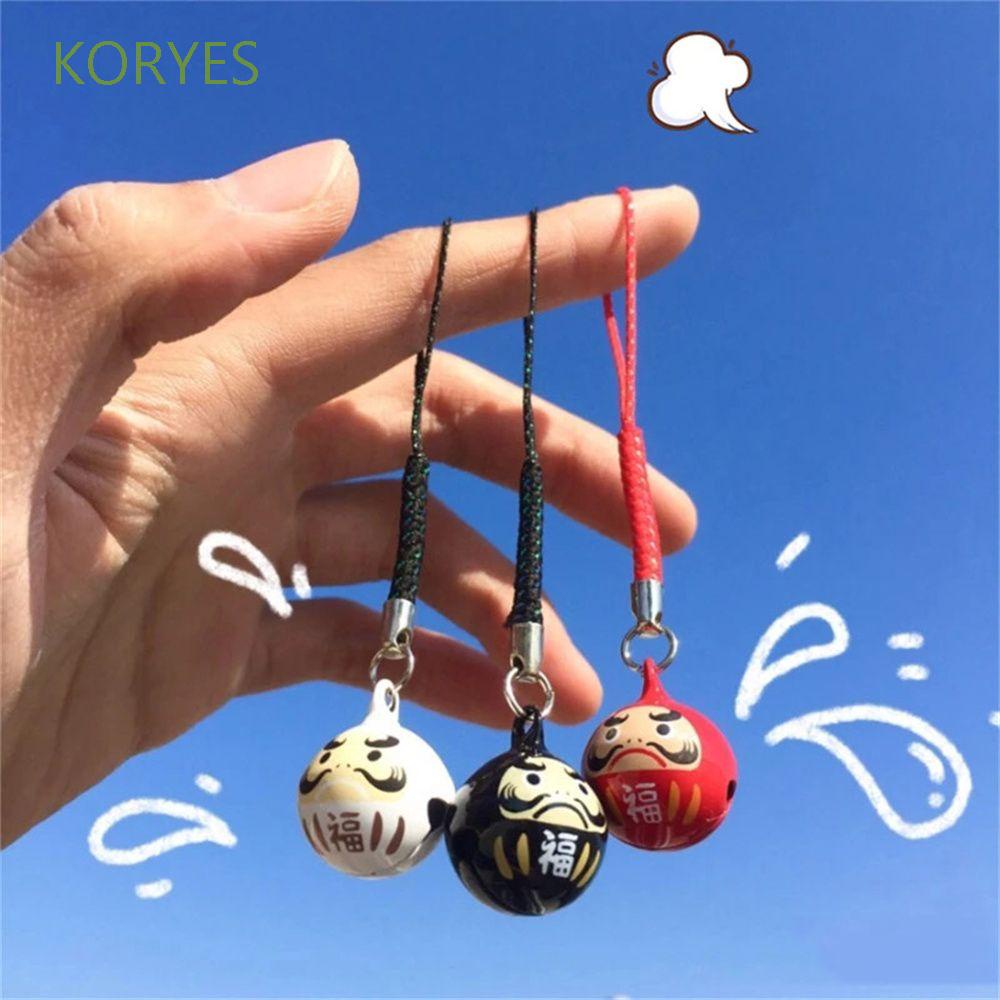 KORYES Smartphone  Charm Japan Daruma Smartphone Charms Key Chain Bells Pendant Valentines Day Gift Pendant Accessories Bag Pendants DIY Trinkets Jewelry Craft Water Bells Keyring/Multicolor