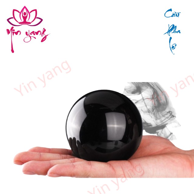 Cầu Pha Lê Phong Thủy Màu Đen đường kính 8cm 10cm - Cầu tròn phong thủy - Yinyangshop