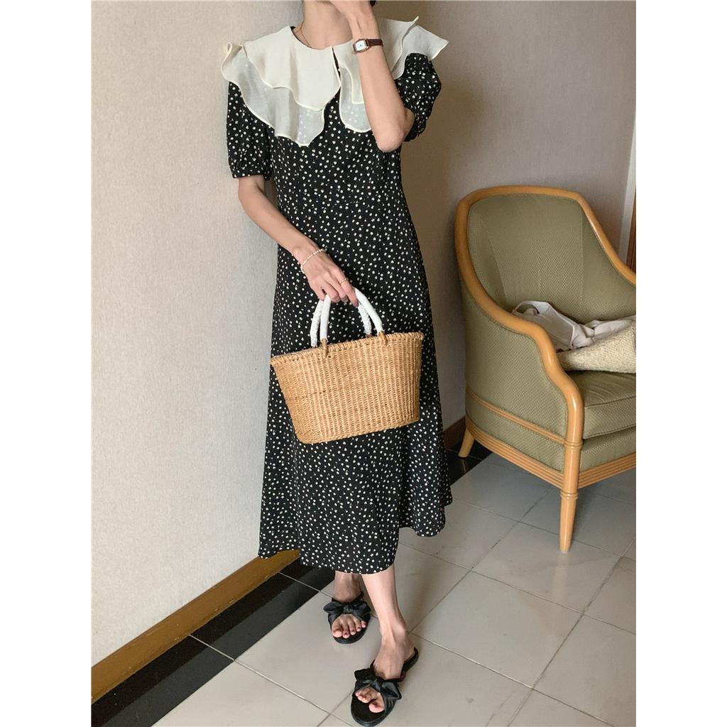 Đầm Voan Hoa Dáng Dài Màu Sắc Tương Phản Thời Trang 60654