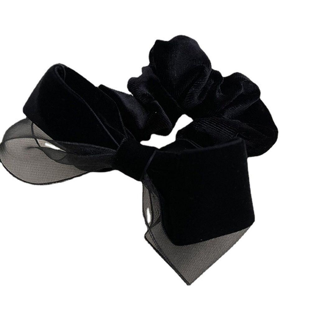 Kẹp Tóc Nơ Ruy Băng Màu Đen Phong Cách Pháp Cổ Điển Thanh Lịch Dành Cho Bạn Nữ