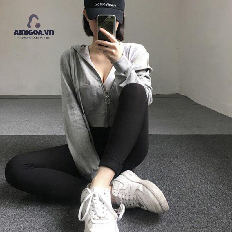 ✨✨Áo Khoác Cardigan Ngắn Mỏng Có Mũ Trùm Phối Khóa Kéo Xuân Thu Cho Nữ Sinh
