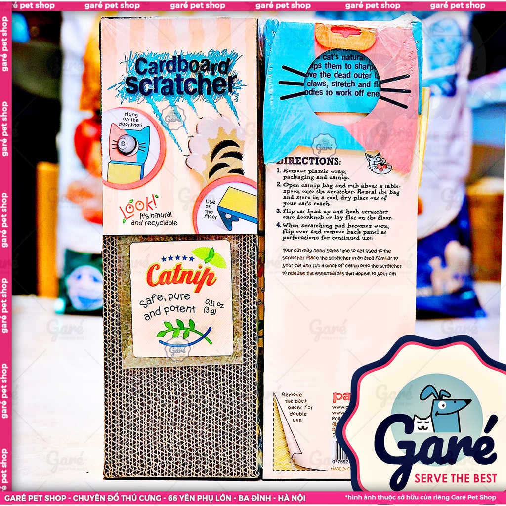 Bàn cào Scratcher cao cấp thiết kế tại Hoa Kỳ dành cho Mèo giúp mèo mài móng &amp; tặng kèm cỏ mèo