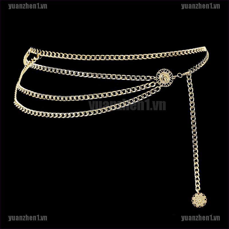 Thắt Lưng Dây Xích Kim Loại Đính Đồng Xu YUANZHEN1 Cho Nữ
