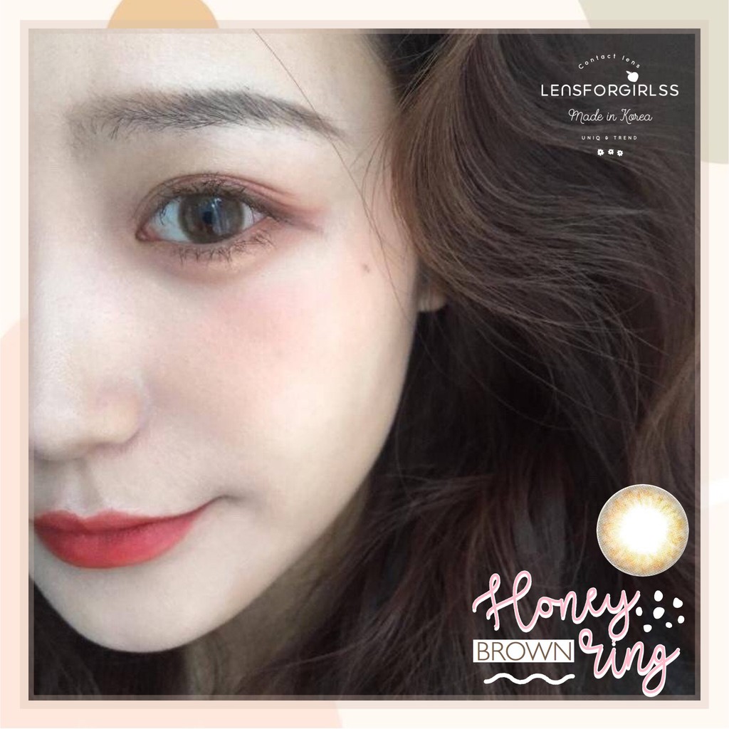 &lt;MẪU CLEAR&gt; Kính áp tròng nâu gold Honey Ring Brown chính hãng Olens | Hạn sử dụng 3-6 tháng
